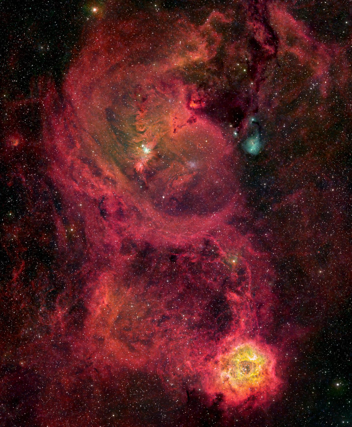 NGC 2264, Rosette Nebula and IC 447